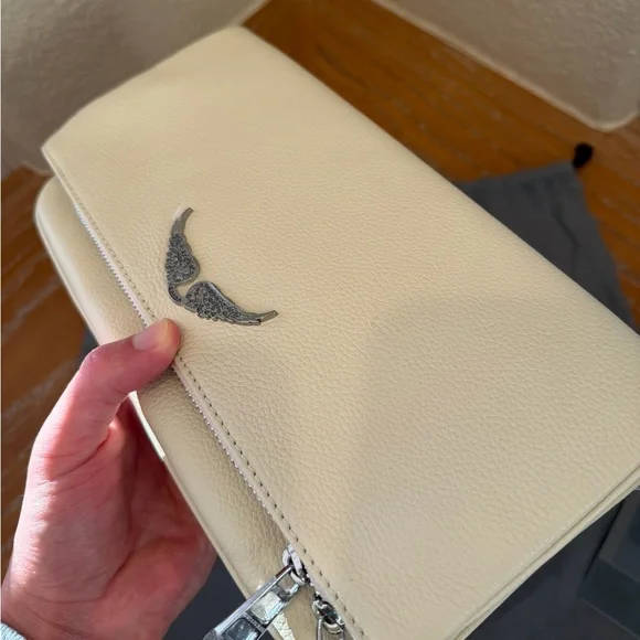 NWT Zadig & Voltaire Rock Grained Leather Shoulder Crossbody Bag Clutch - Flash
